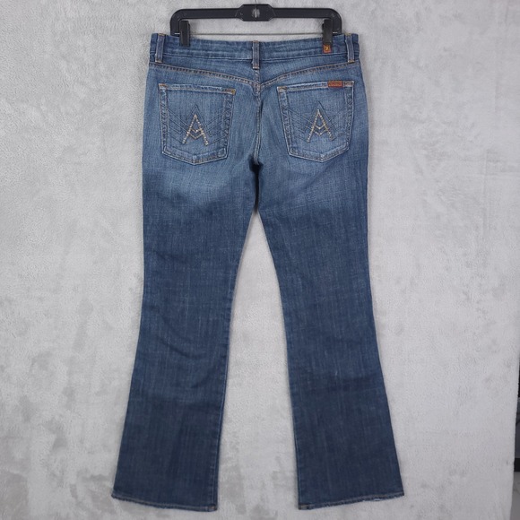 7 For All Mankind Jeans Womens Size 32X33 Blue A Pocket Bootcut Relaxed Denim - Picture 1 of 16